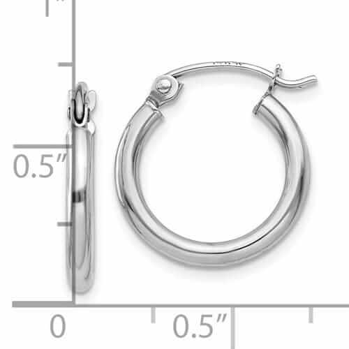 Lovely Rita's Earrings 10k White Gold Polished 2MM Round Hoop Earrings