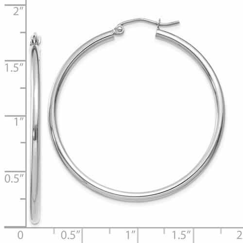 Lovely Rita's Earrings 10k White Gold Polished 2MM Round Hoop Earrings