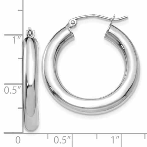 Lovely Rita's Earrings 10k White Gold Polished 4MM x 25MM Hoop Earrings