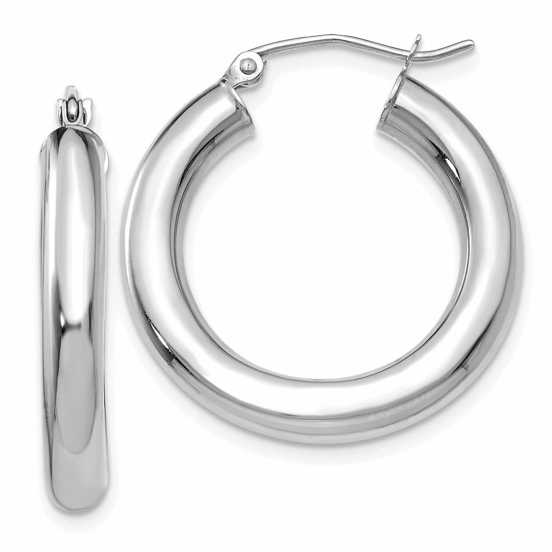 Lovely Rita's Earrings 10k White Gold Polished 4MM x 25MM Hoop Earrings