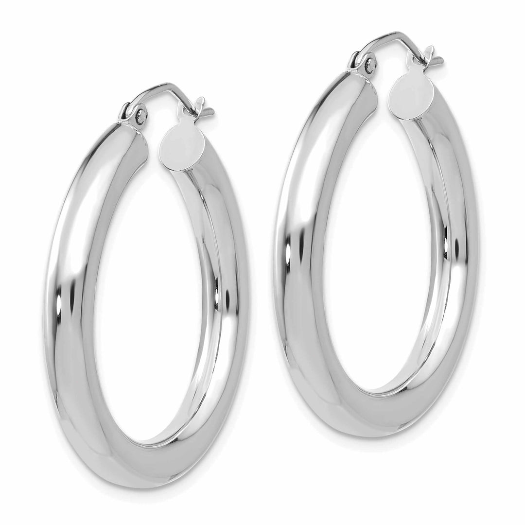 Lovely Rita's Earrings 10k White Gold Polished 4MM x 30MM Hoop Earrings