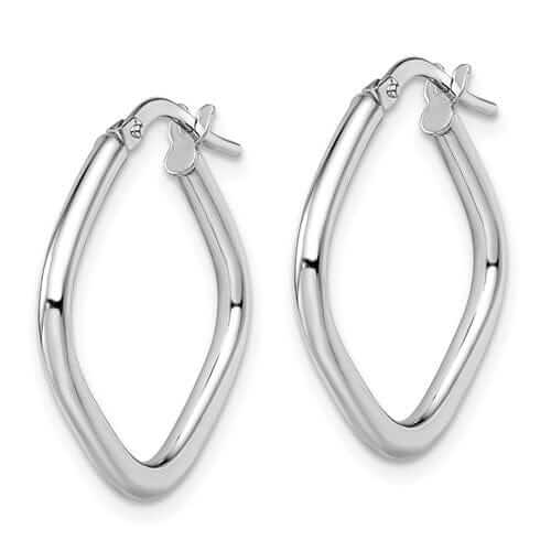 Lovely Rita's Earrings 10k White Gold Polished Finish Fancy Square Hoop Earrings