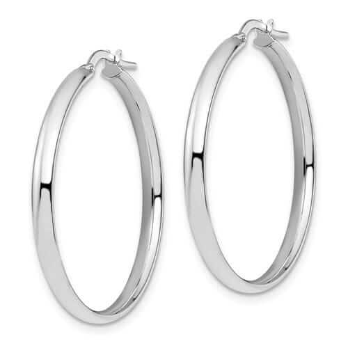 Lovely Rita's Earrings 10k White Gold Polished Finish Hoop Earrings