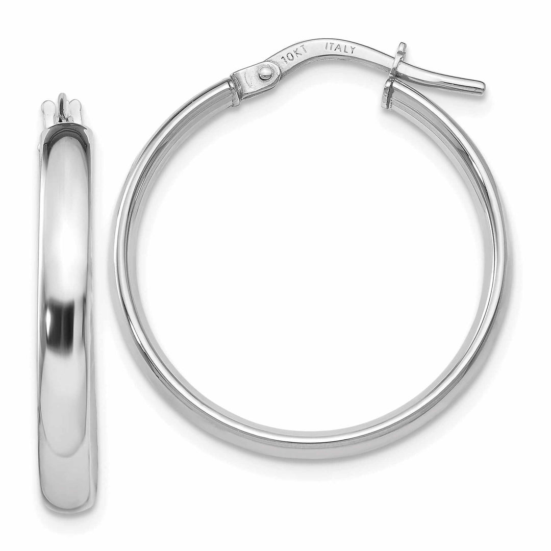 Lovely Rita's Earrings 10k White Gold Polished Finish Hoop Earrings