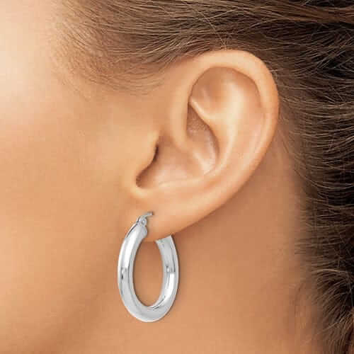 Lovely Rita's Earrings 10K White Gold Polished Hoop Earrings