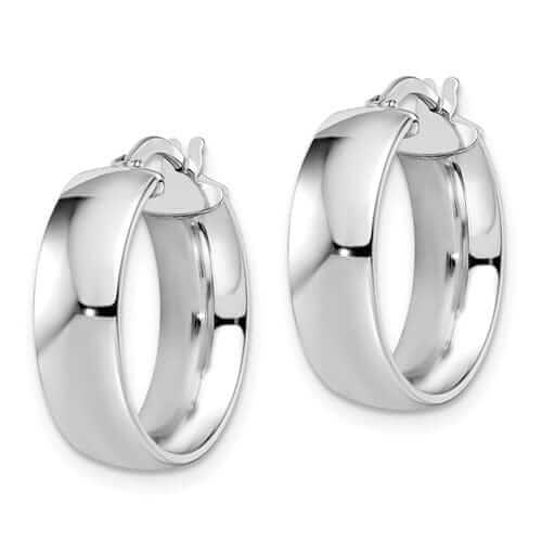 Lovely Rita's Earrings 10k White Gold Polished Hoop Earrings