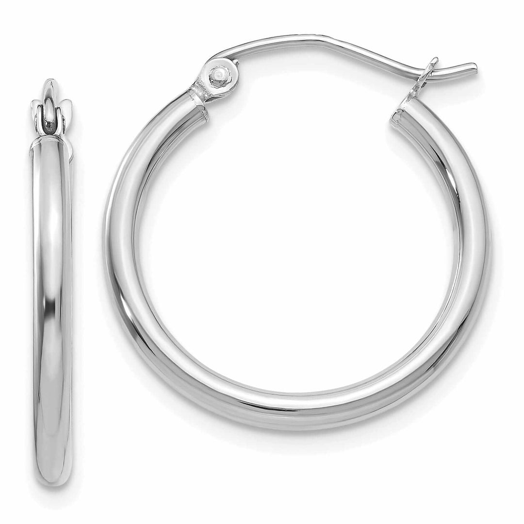 Lovely Rita's Earrings 10k White Gold Polished Round Hoop Earrings
