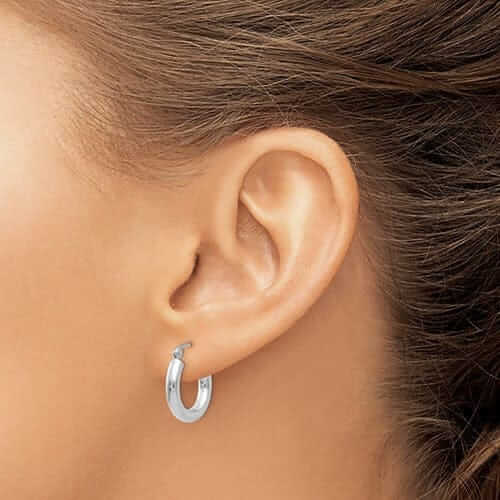 Lovely Rita's Earrings 10k White Gold Polished Round Hoop Earrings