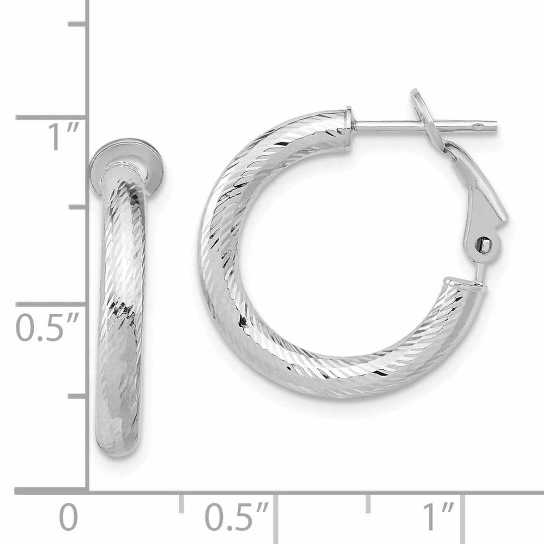 Lovely Rita's Earrings 10k White Gold Round Omega Hoop Earrings