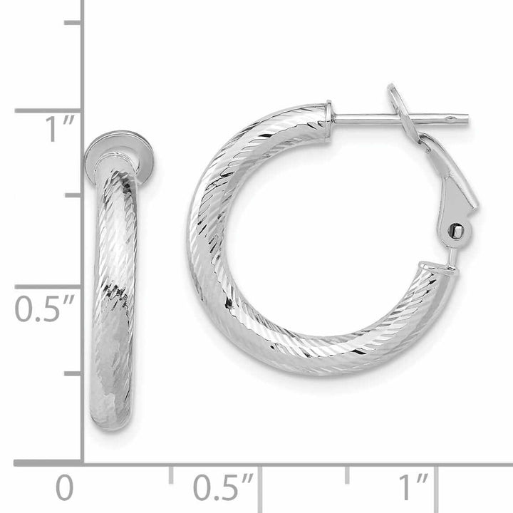 Lovely Rita's Earrings 10k White Gold Round Omega Hoop Earrings