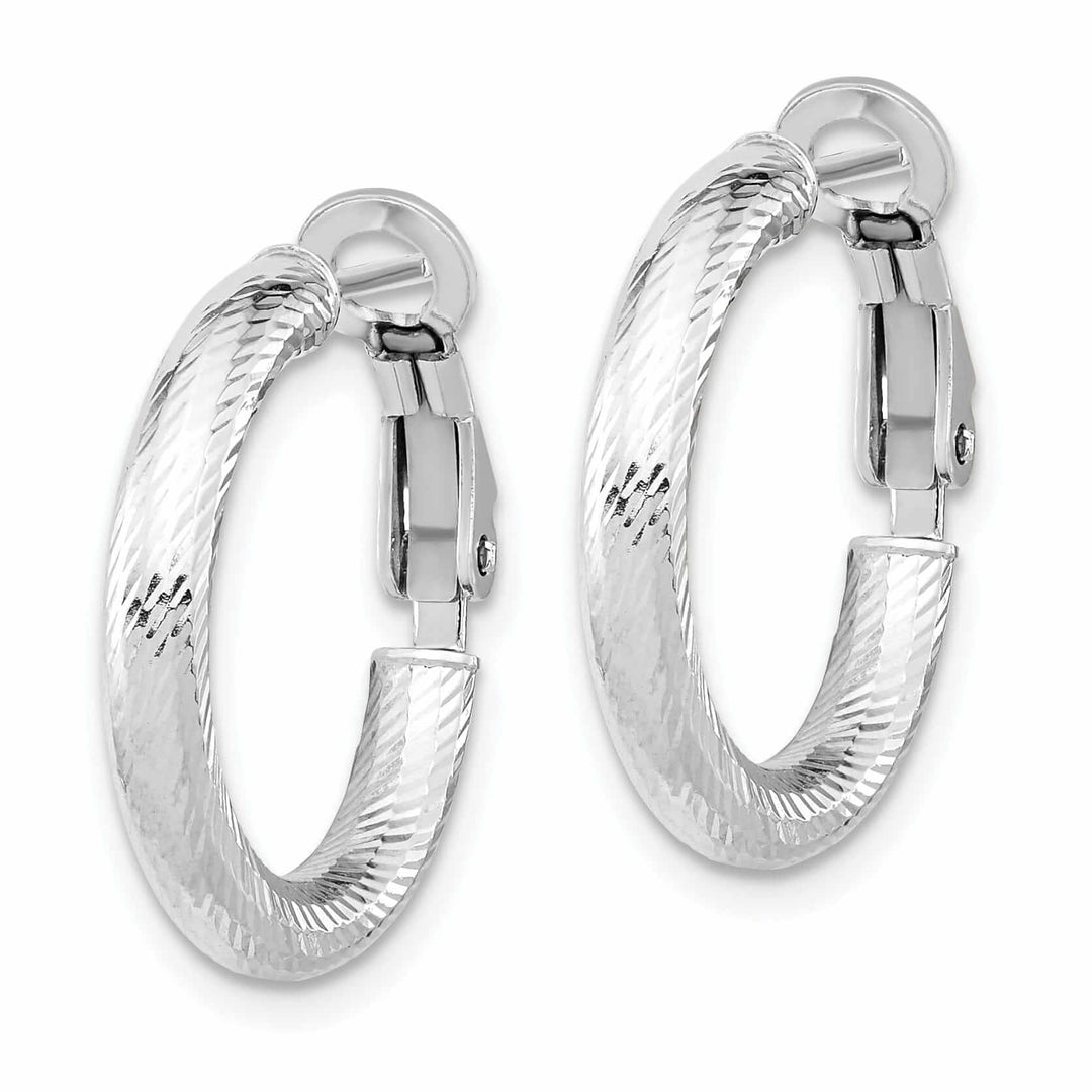 Lovely Rita's Earrings 10k White Gold Round Omega Hoop Earrings