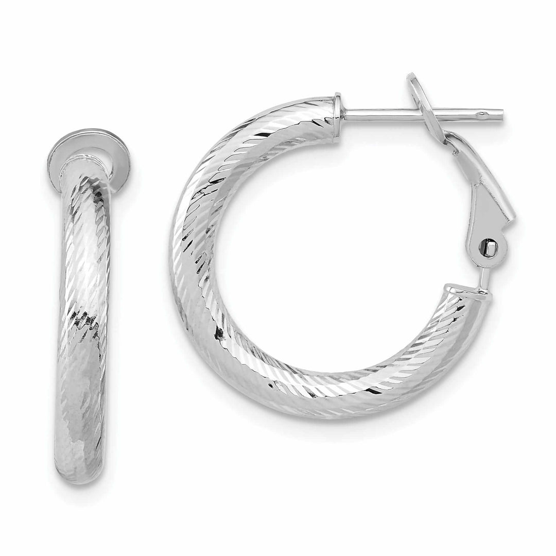 Lovely Rita's Earrings 10k White Gold Round Omega Hoop Earrings