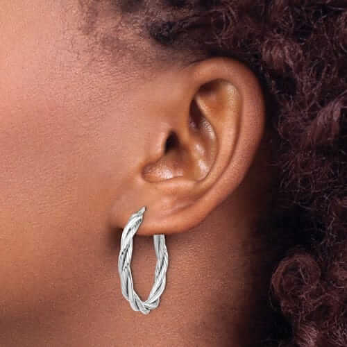 Lovely Rita's Earrings 10K White Gold Twisted Hoop Earrings
