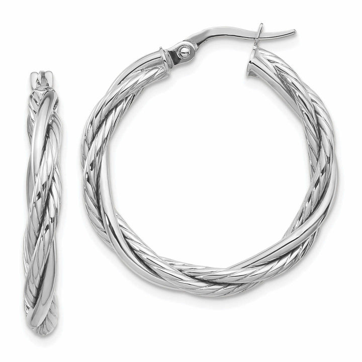 Lovely Rita's Earrings 10K White Gold Twisted Hoop Earrings