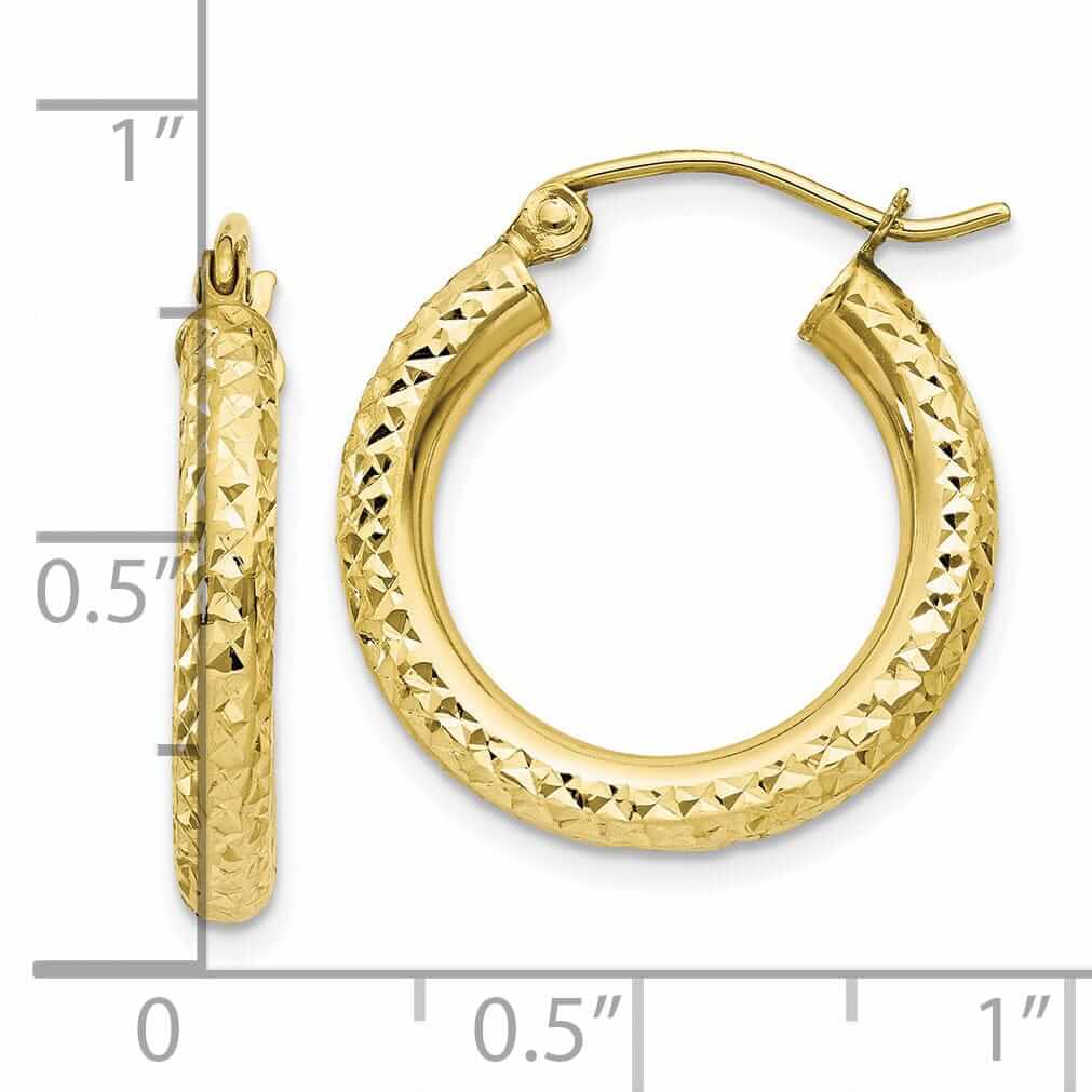 Lovely Rita's Earrings 10k Yellow Gold 3MM Polished Round Hoop Earrings