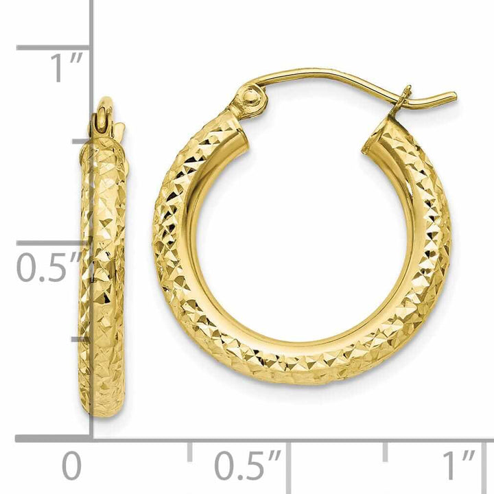Lovely Rita's Earrings 10k Yellow Gold 3MM Polished Round Hoop Earrings