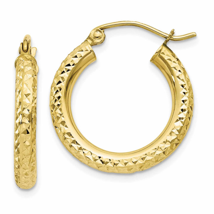 Lovely Rita's Earrings 10k Yellow Gold 3MM Polished Round Hoop Earrings