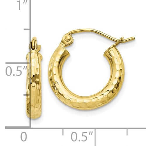 Lovely Rita's Earrings 10k Yellow Gold 3MM Polished Round Hoop Earrings
