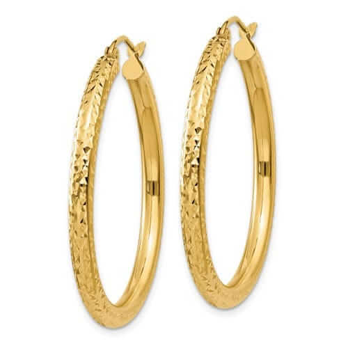 Lovely Rita's Earrings 10k Yellow Gold 3MM Polished Round Hoop Earrings
