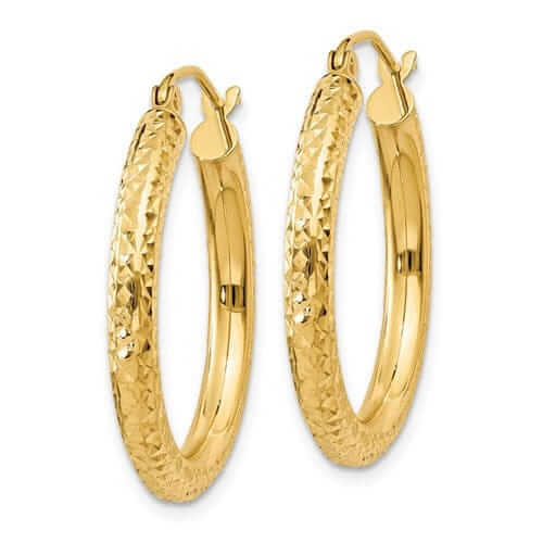 Lovely Rita's Earrings 10k Yellow Gold 3MM Polished Round Hoop Earrings