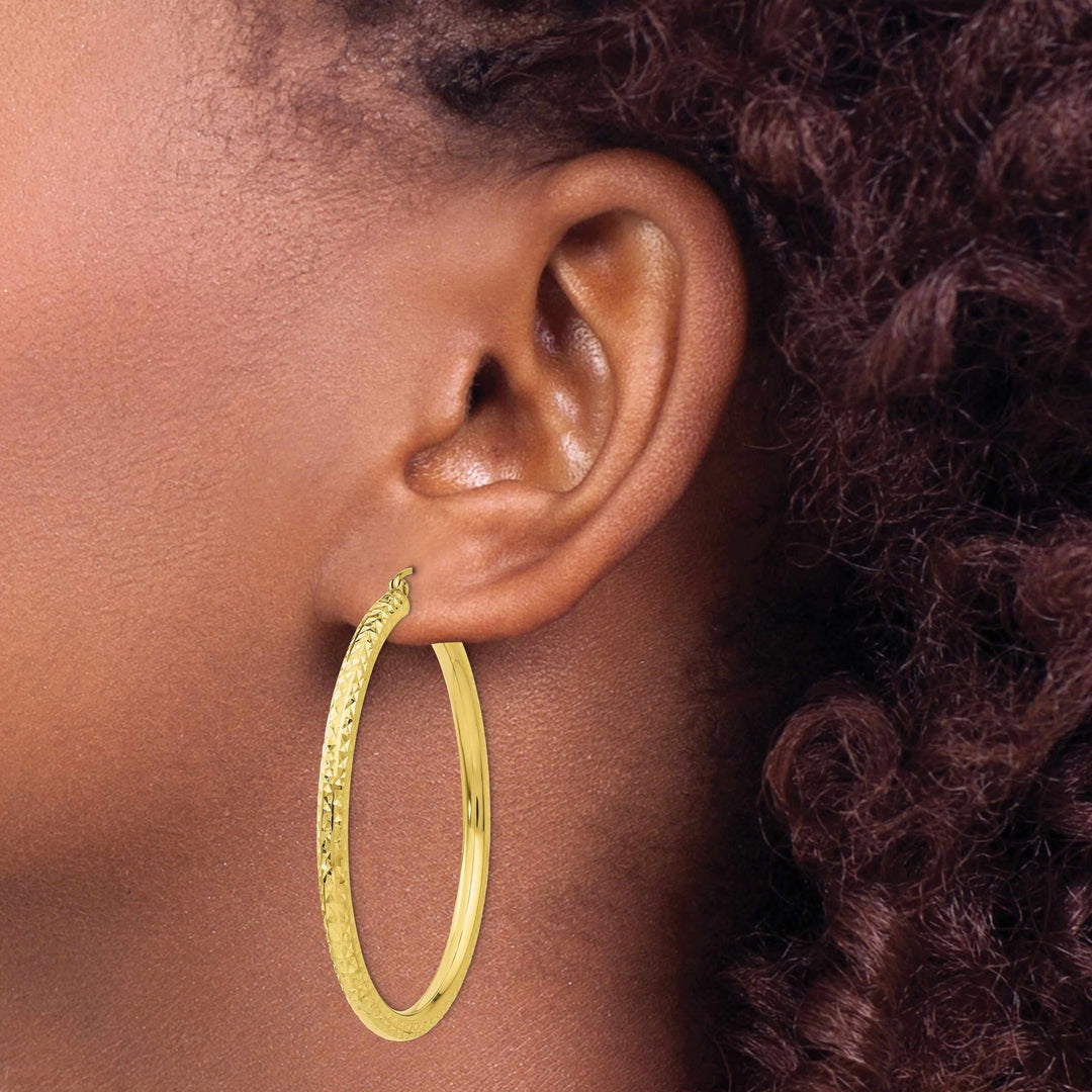 Lovely Rita's Earrings 10k Yellow Gold D.C Polished Round Hoop Earrings