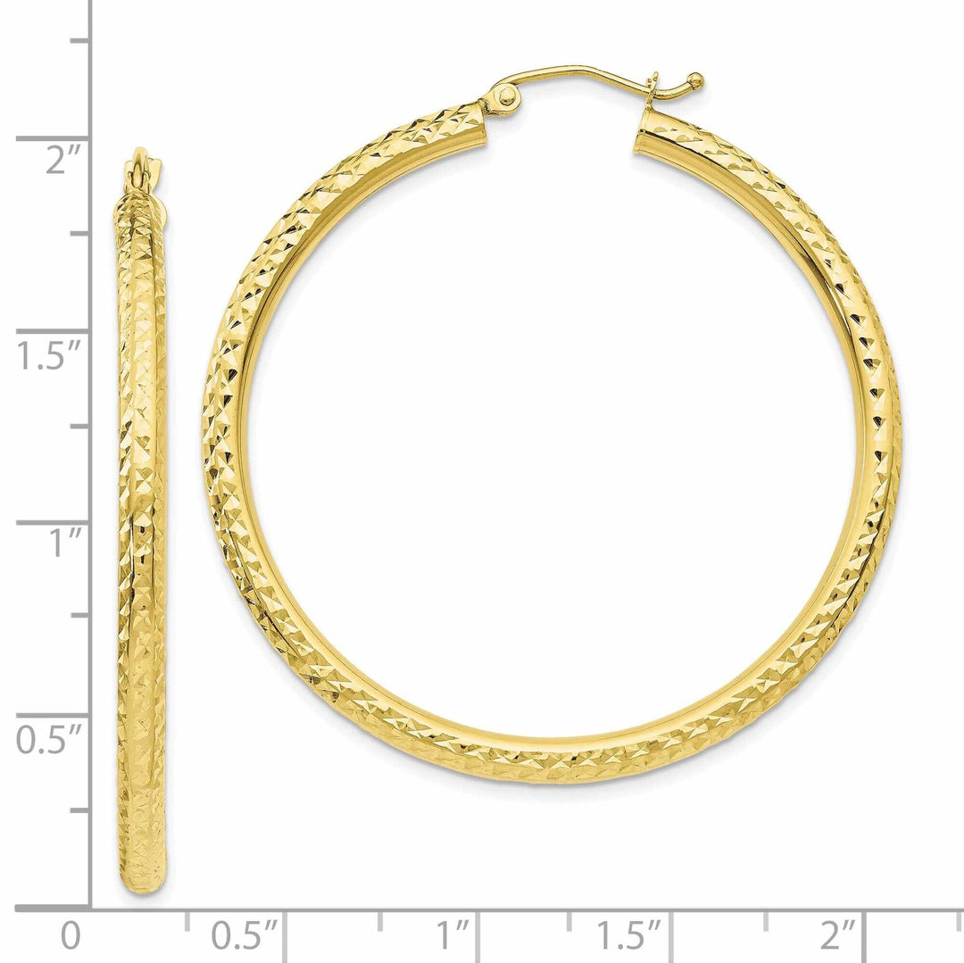 Lovely Rita's Earrings 10k Yellow Gold D.C Polished Round Hoop Earrings