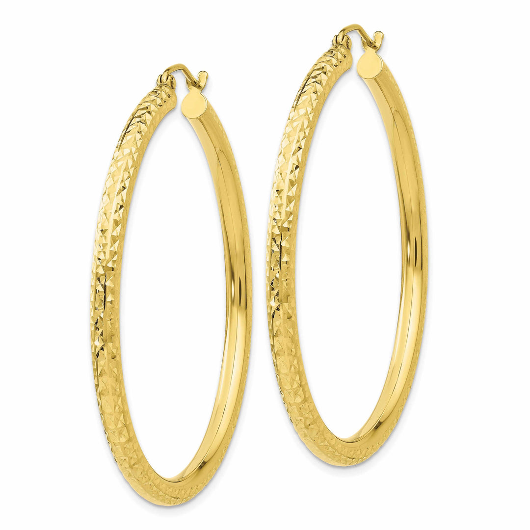 Lovely Rita's Earrings 10k Yellow Gold D.C Polished Round Hoop Earrings