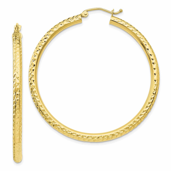 Lovely Rita's Earrings 10k Yellow Gold D.C Polished Round Hoop Earrings