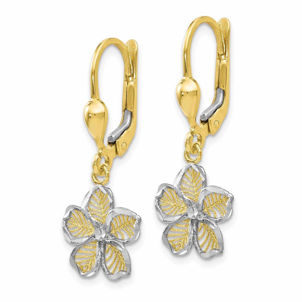 Lovely Rita's Earrings 10k Yellow Gold Filigree Flower Leverback Dangle Earring