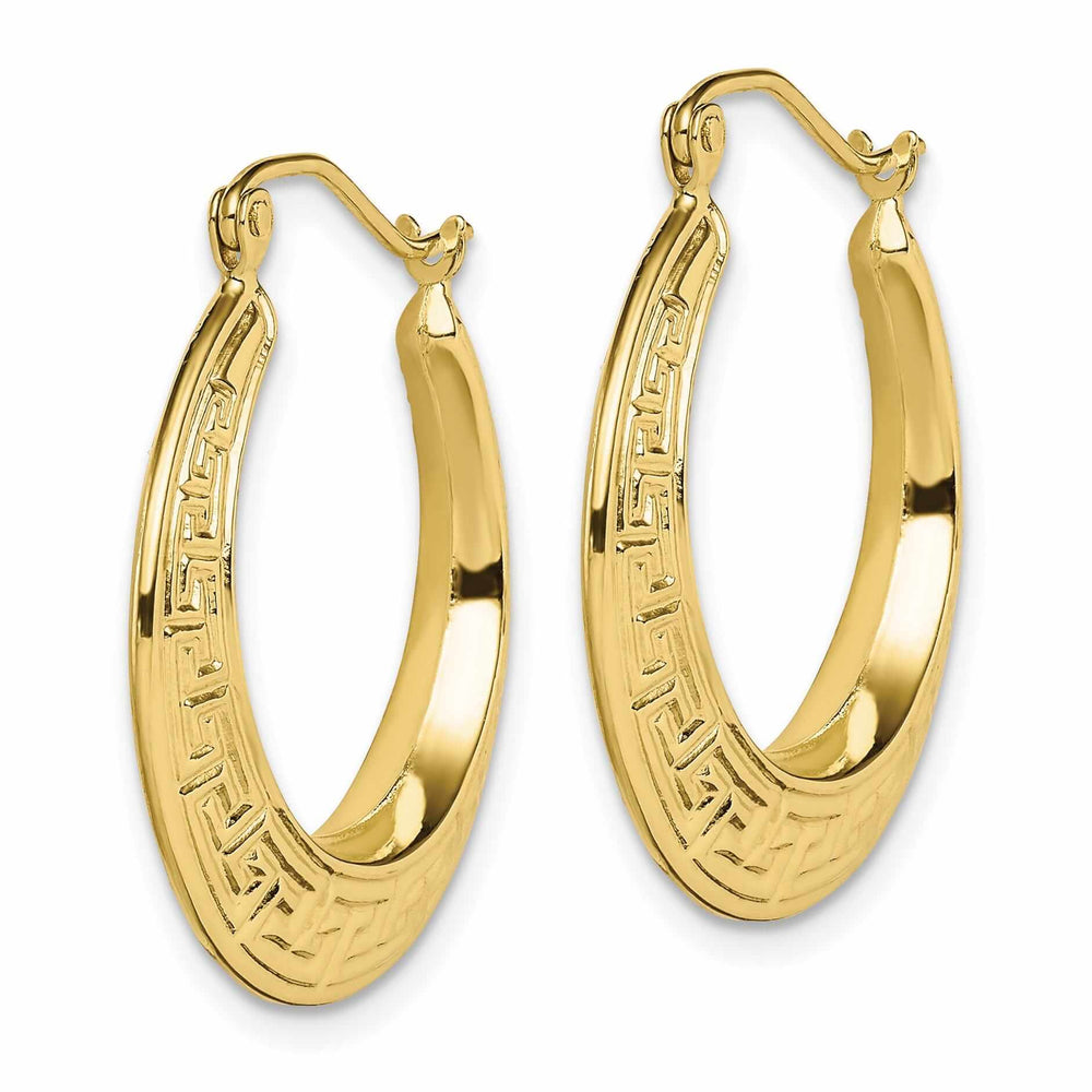 Lovely Rita's Earrings 10k Yellow Gold Hollow Greek Key Hoop Earrings