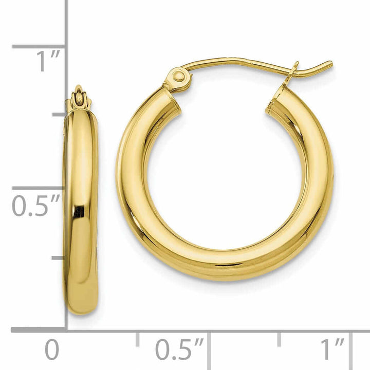 Lovely Rita's Earrings 10k Yellow Gold Polish 3MM Wide Round Hoop Earring