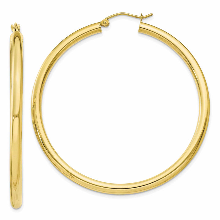Lovely Rita's Earrings 10k Yellow Gold Polish 3MM Wide Round Hoop Earring