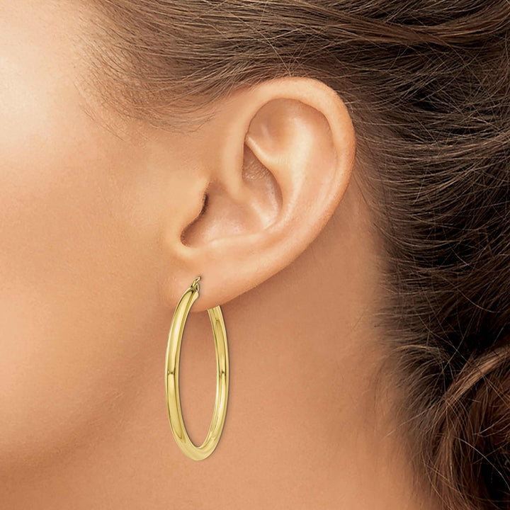Lovely Rita's Earrings 10k Yellow Gold Polish 3MM Wide Round Hoop Earring