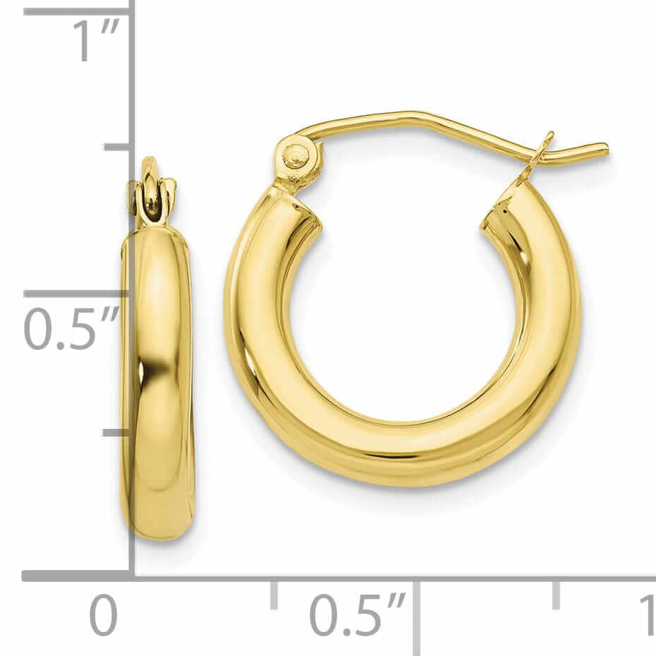 Lovely Rita's Earrings 10k Yellow Gold Polish 3MM Wide Round Hoop Earring