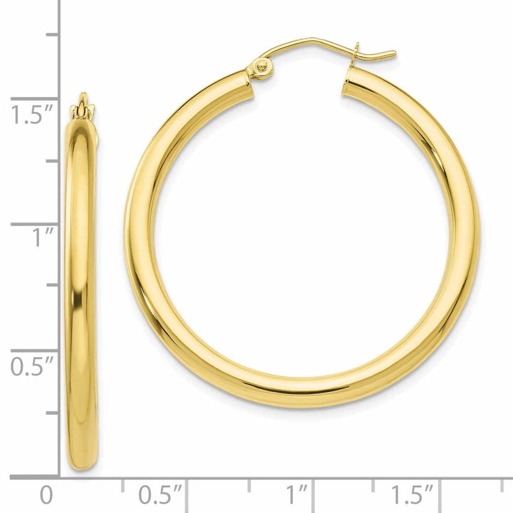 Lovely Rita's Earrings 10k Yellow Gold Polish 3MM Wide Round Hoop Earring