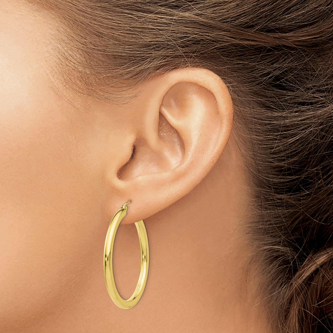 Lovely Rita's Earrings 10k Yellow Gold Polish 3MM Wide Round Hoop Earring