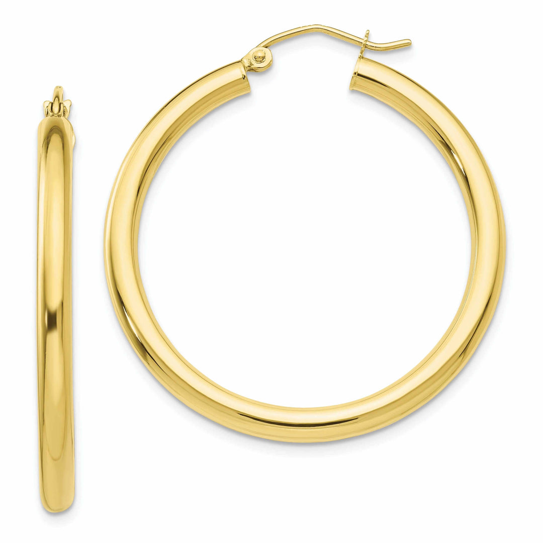 Lovely Rita's Earrings 10k Yellow Gold Polish 3MM Wide Round Hoop Earring