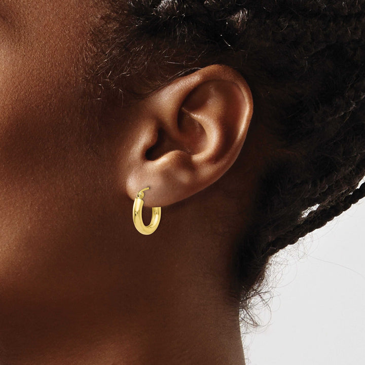 Lovely Rita's Earrings 10k Yellow Gold Polish 3MM Wide Round Hoop Earring