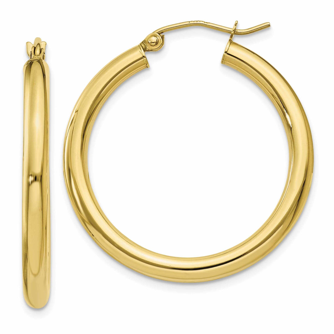 Lovely Rita's Earrings 10k Yellow Gold Polish 3MM Wide Round Hoop Earring