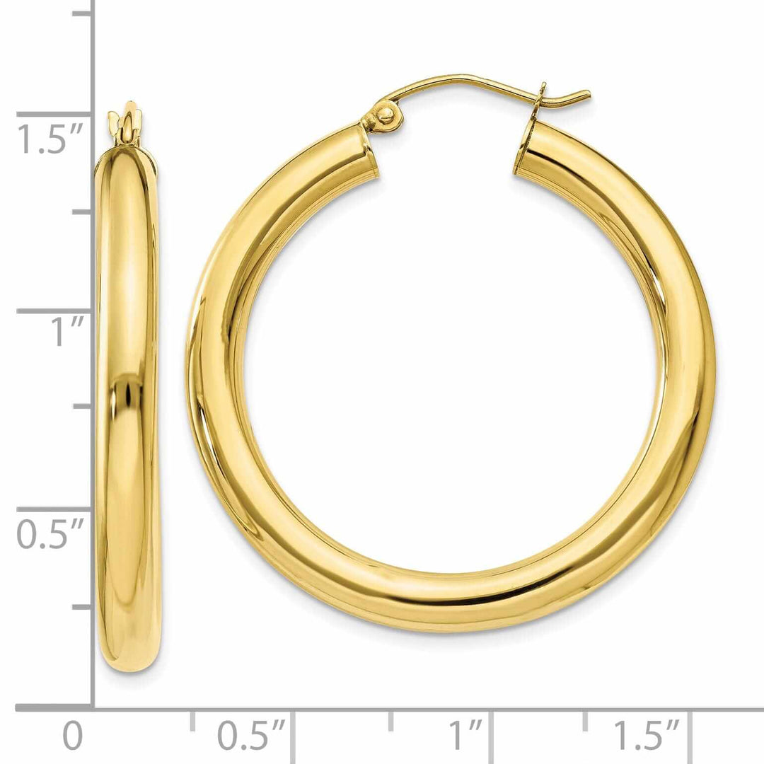 Lovely Rita's Earrings 10k Yellow Gold Polish 4MM x 35MM Hoop Earrings