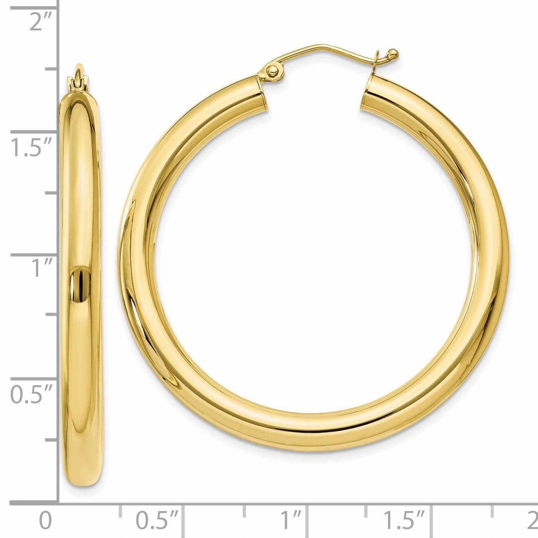Lovely Rita's Earrings 10k Yellow Gold Polish 4MM x 40MM Hoop Earring