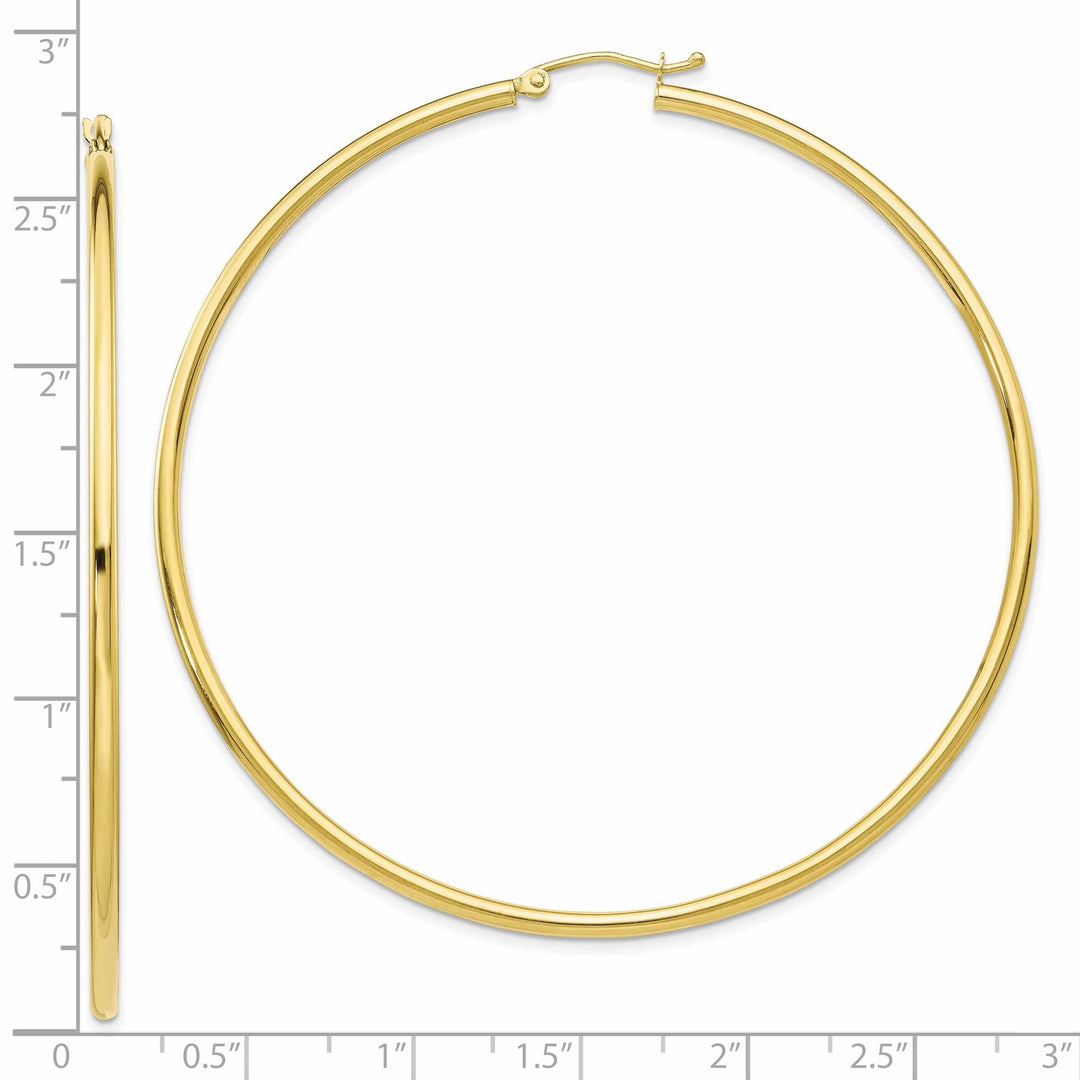 Lovely Rita's Earrings 10k Yellow Gold Polished 2.5MM Round Hoop Earrings
