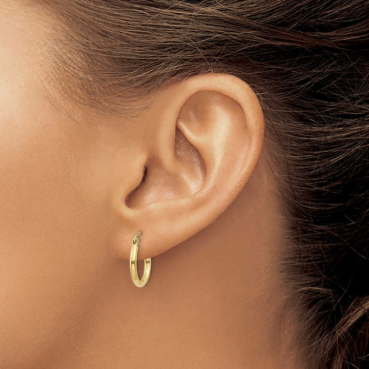 Lovely Rita's Earrings 10k Yellow Gold Polished 2MM Round Classic Hoop Earrings