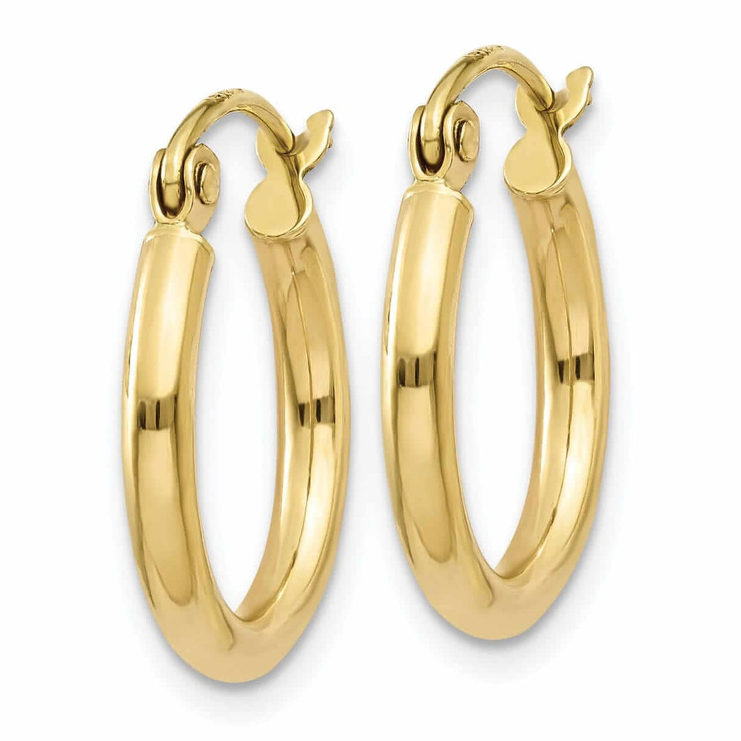 Lovely Rita's Earrings 10k Yellow Gold Polished 2MM Round Classic Hoop Earrings