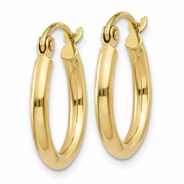 Lovely Rita's Earrings 10k Yellow Gold Polished 2MM Round Classic Hoop Earrings