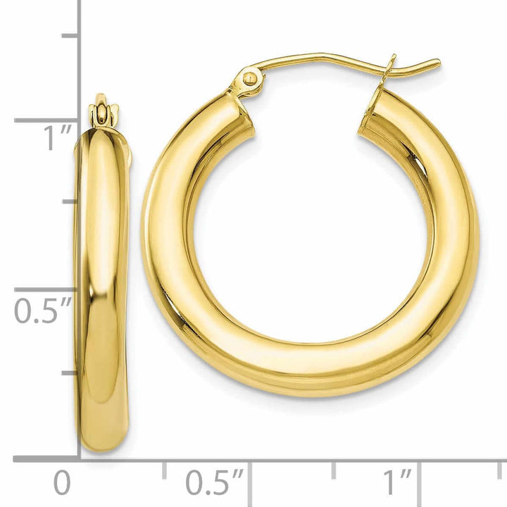 Lovely Rita's Earrings 10k Yellow Gold Polished 4MM x 25MM Hoop Earrings