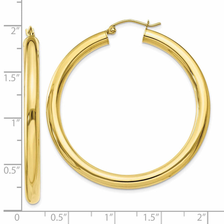 Lovely Rita's Earrings 10k Yellow Gold Polished 4MM x 45MM Hoop Earrings