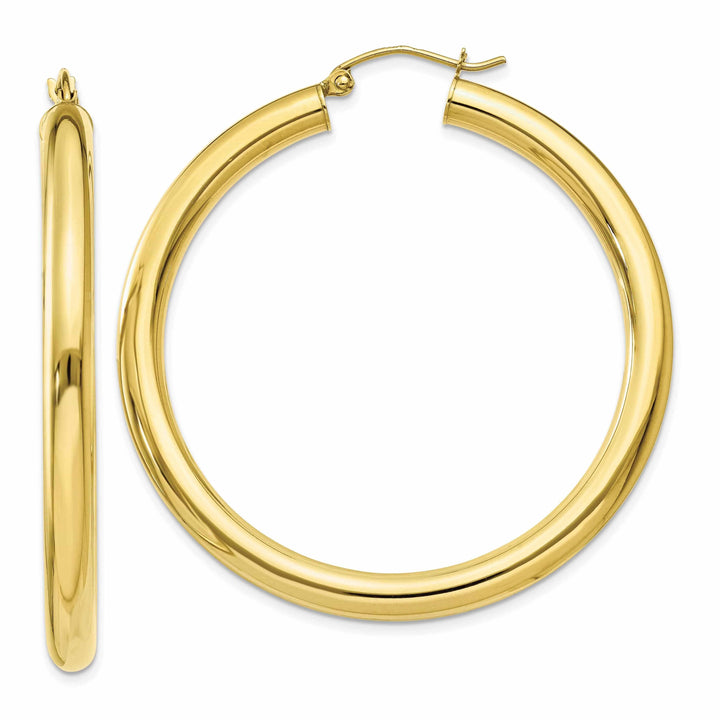 Lovely Rita's Earrings 10k Yellow Gold Polished 4MM x 45MM Hoop Earrings