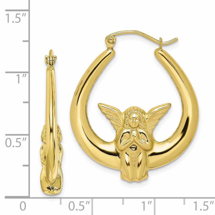 Lovely Rita's Earrings 10k Yellow Gold Polished Angel Hoop Earrings