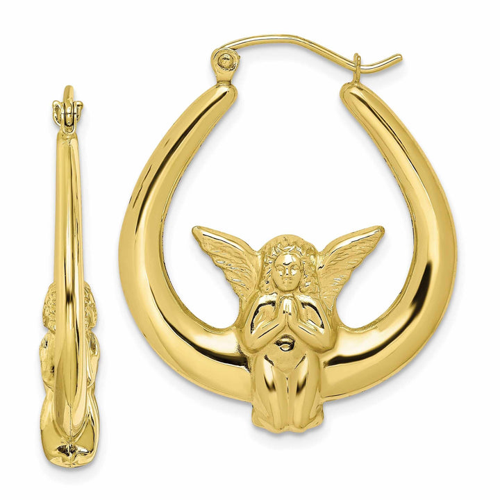 Lovely Rita's Earrings 10k Yellow Gold Polished Angel Hoop Earrings